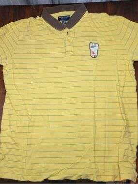 ISO!!!American Eagle Outfitters Yellow Striped Polo Brown Collar - Need Small